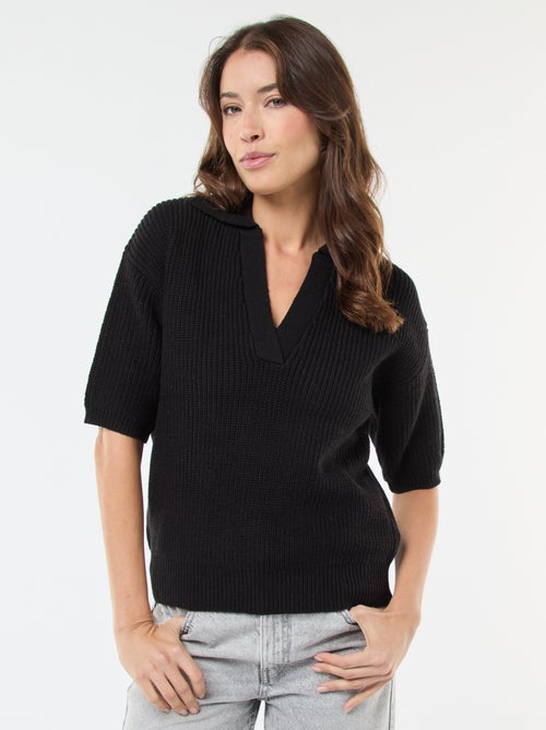 Polo-Style Sweater with V-Neck - Kiabi