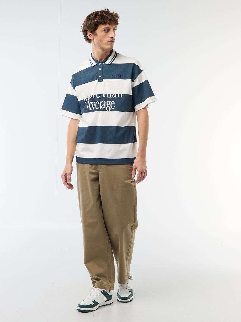 Polo type rugby à manches courtes Bleu - Kiabi