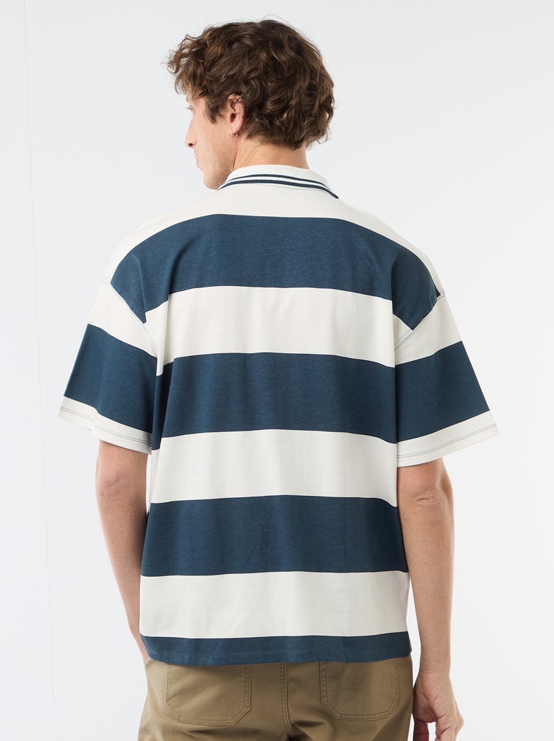 Polo type rugby à manches courtes Bleu - Kiabi