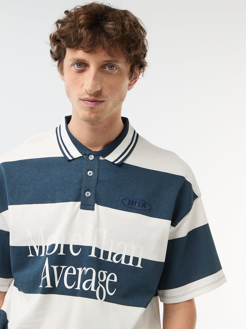 Polo type rugby à manches courtes Bleu - Kiabi