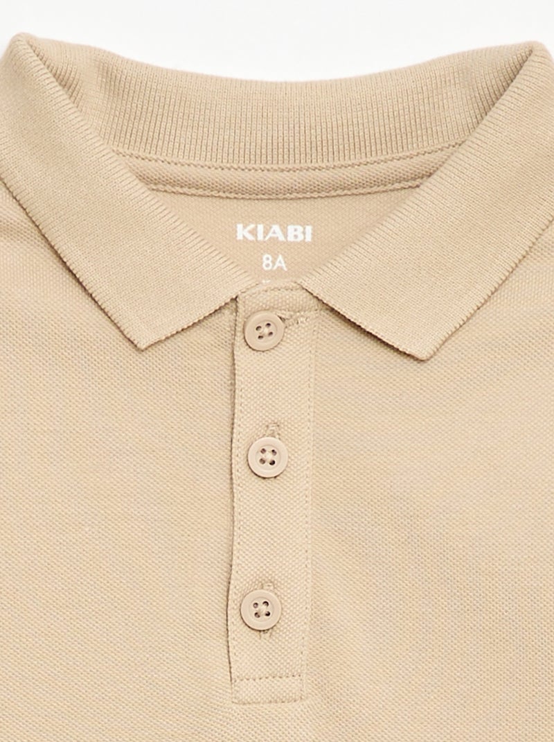 Polo uni en maille piquée Beige - Kiabi