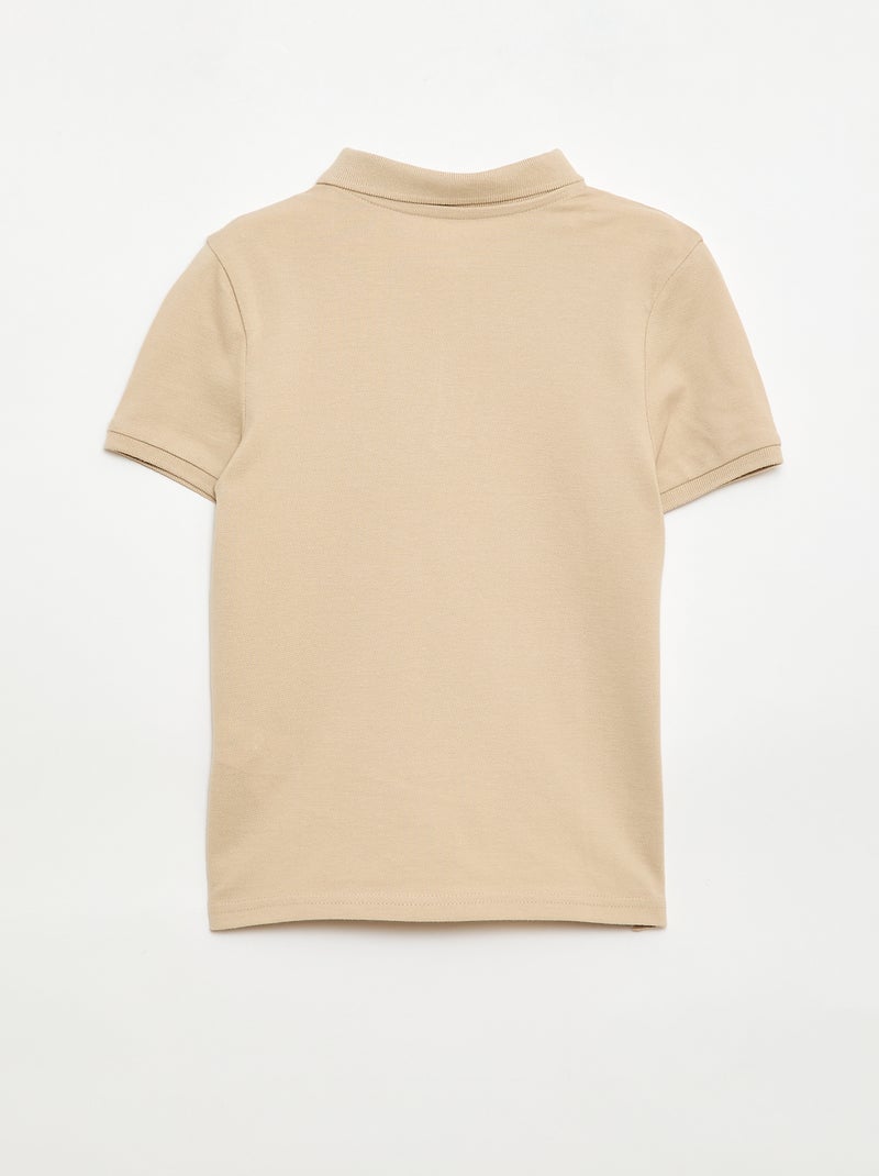 Polo uni en maille piquée Beige - Kiabi