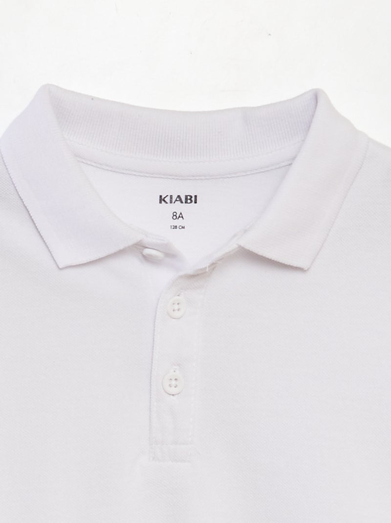 Polo uni en maille piquée Blanc - Kiabi