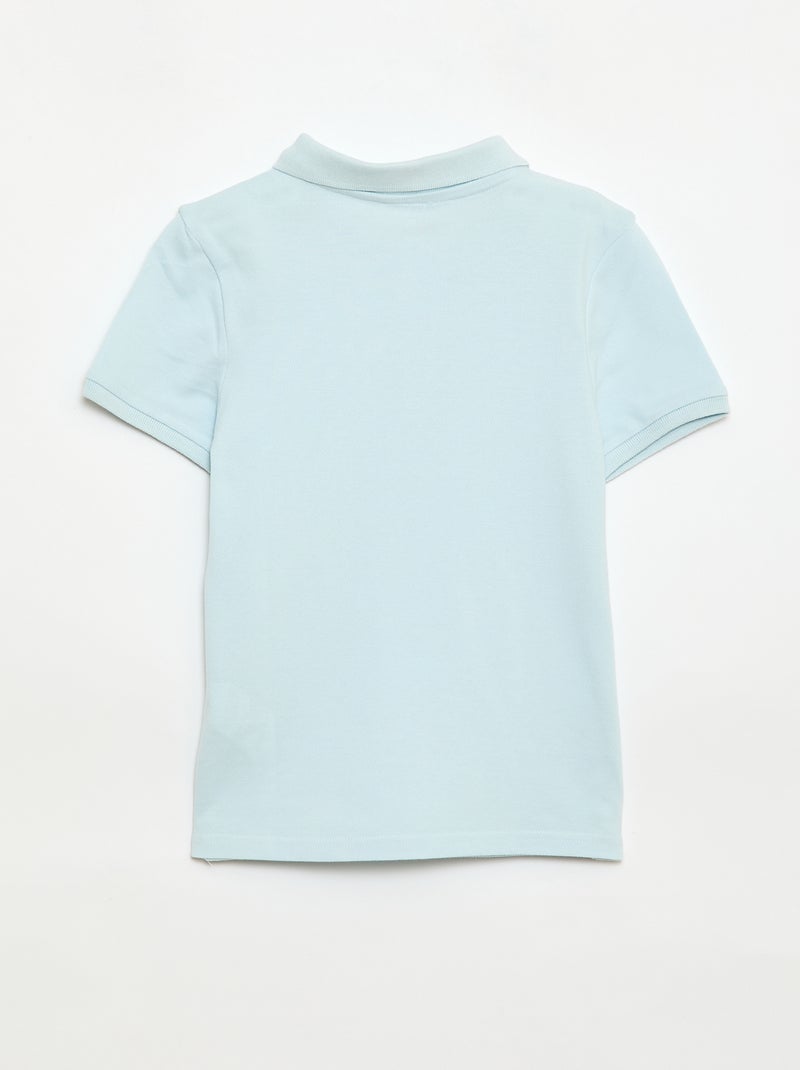 Polo uni en maille piquée Bleu - Kiabi