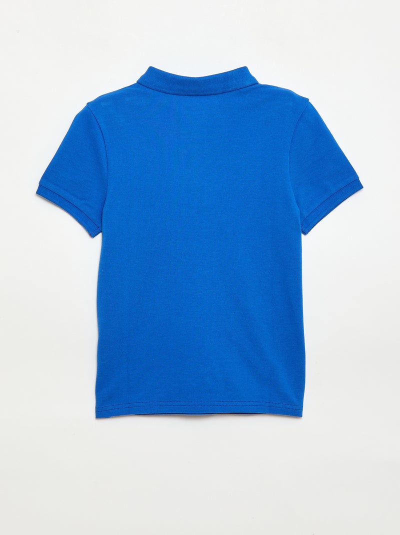 Polo uni en maille piquée Bleu - Kiabi