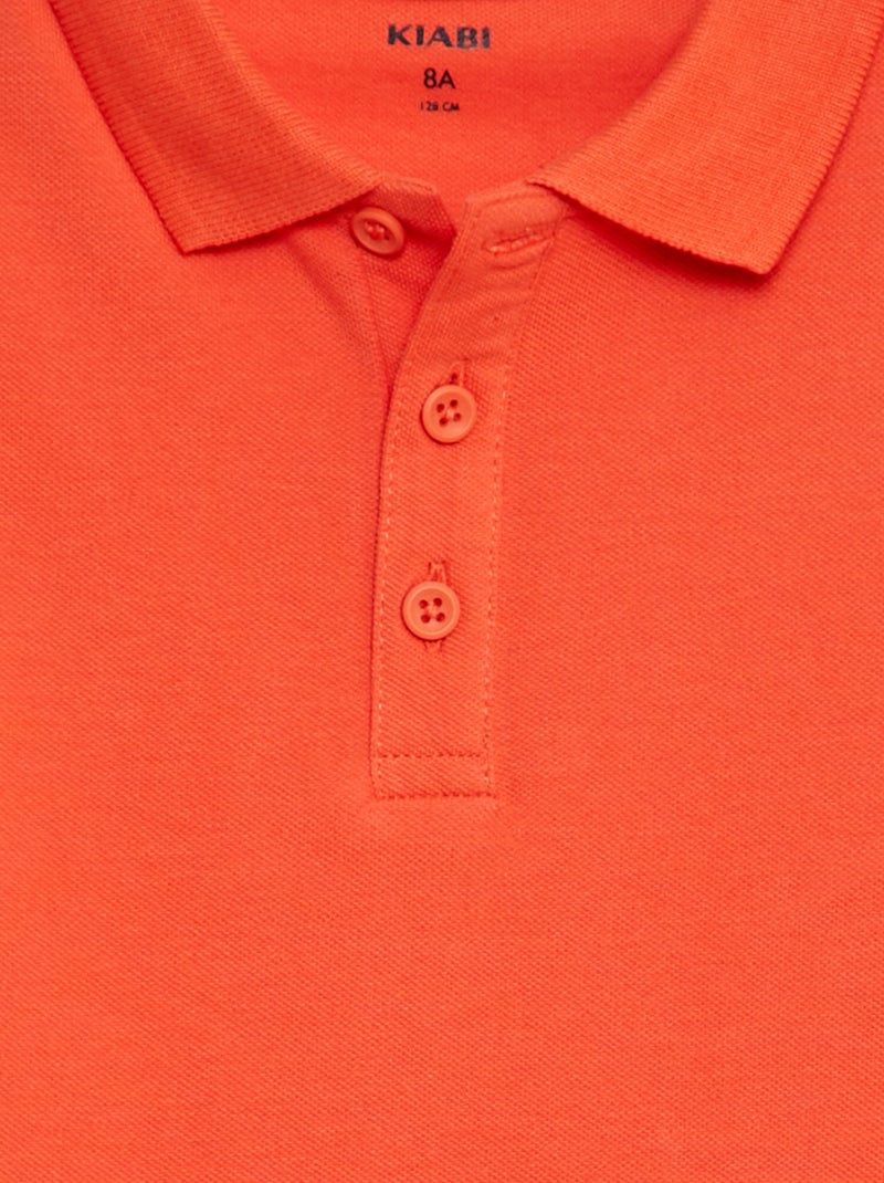 Polo uni en maille piquée Corail - Kiabi