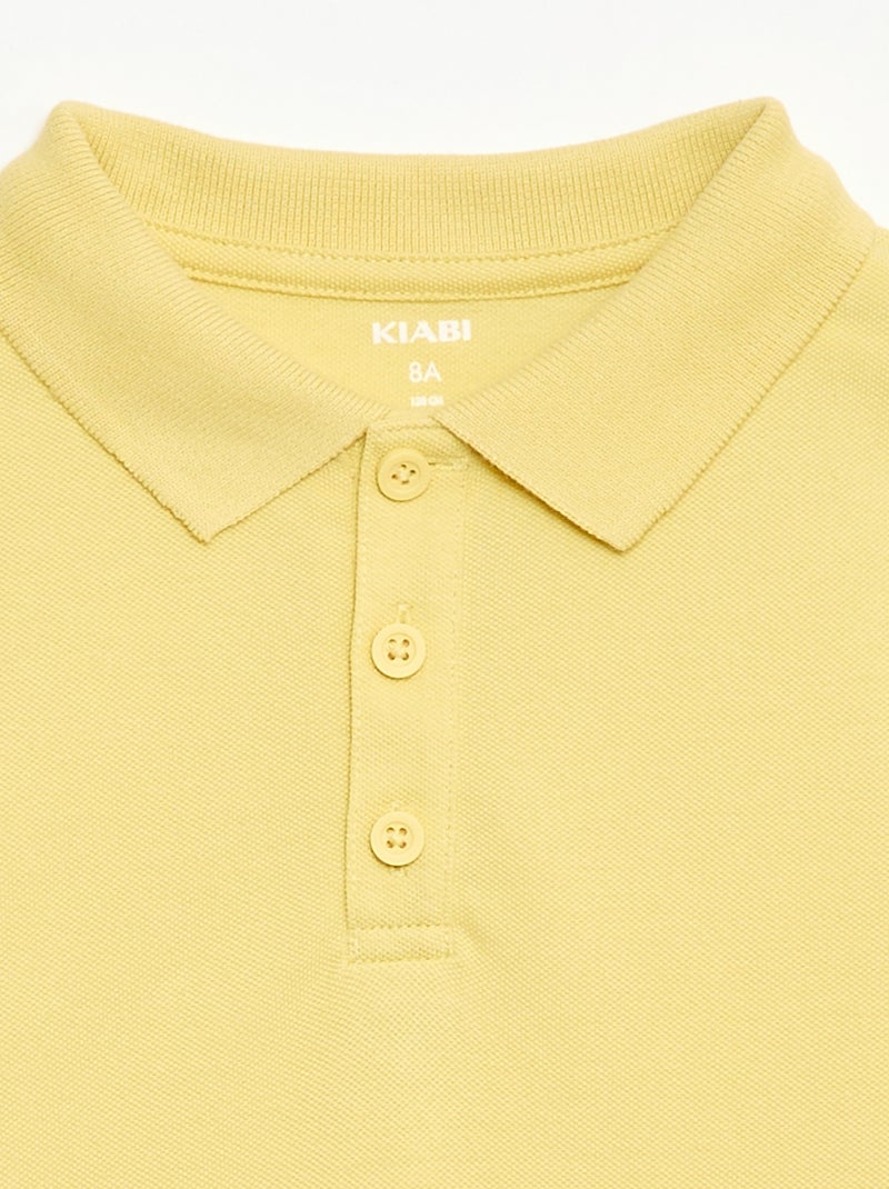 Polo uni en maille piquée Jaune - Kiabi