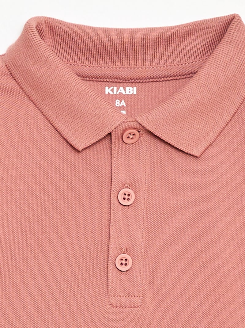 Polo uni en maille piquée Vieux rose - Kiabi