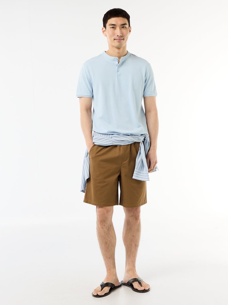 Polohemd mit Mao-Kragen Blau - Kiabi