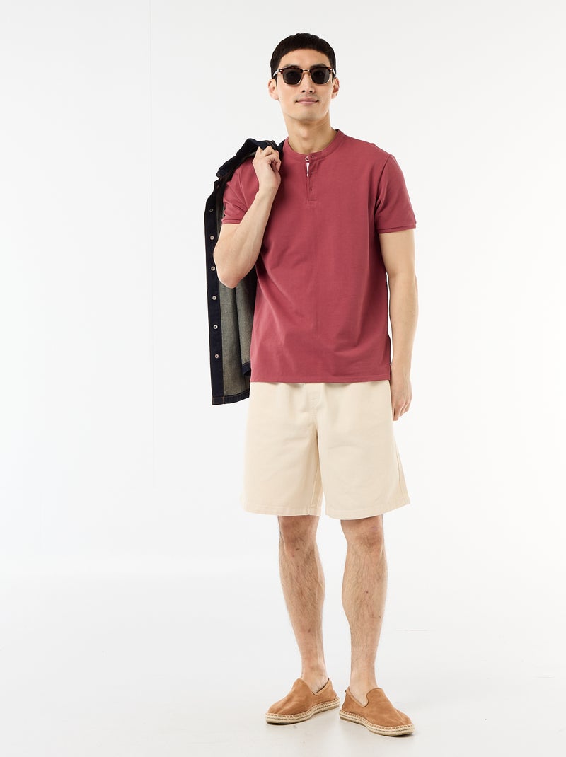 Polohemd mit Mao-Kragen Rot - Kiabi