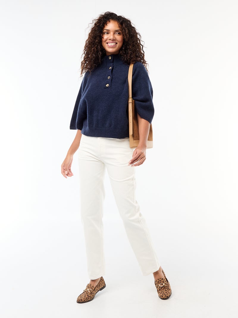 Poncho a maglia con collo alto Blu - Kiabi