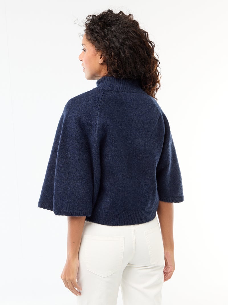 Poncho a maglia con collo alto Blu - Kiabi