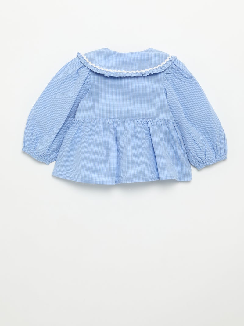 Popeline-Bluse mit Peter-Pan-Kragen Bleu - Kiabi