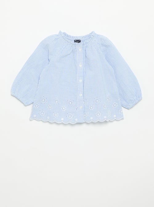 Popeline-Bluse mit Stickereien - Kiabi Popeline-Bluse mit Stickereien - Kiabi