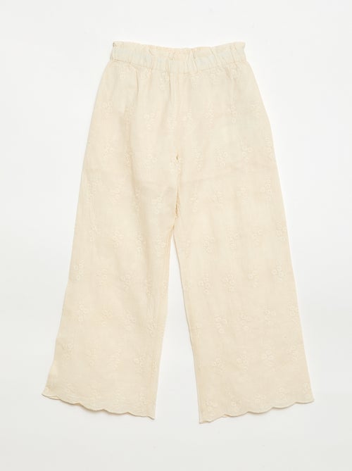 Popeline-Hose mit Stickereien - Kiabi