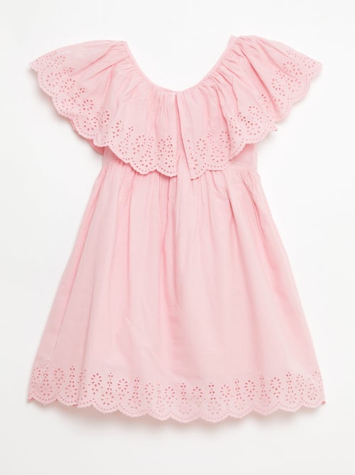 Popeline-Kleid mit Lochstickerei-Details - Kiabi