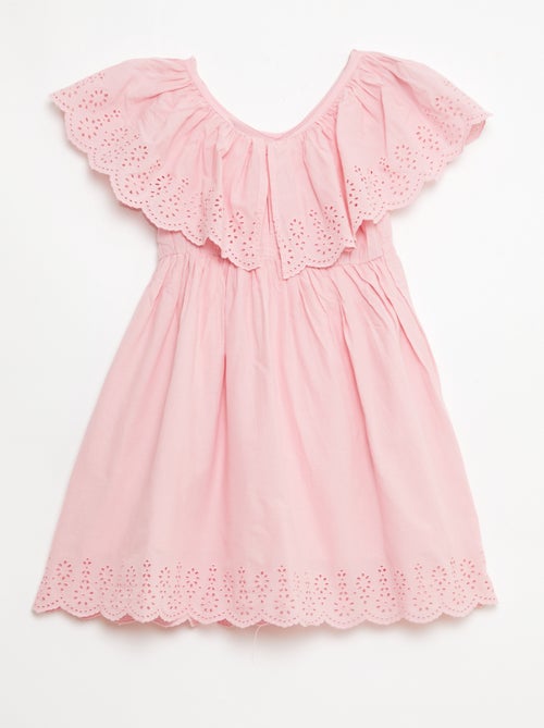 Popeline-Kleid mit Lochstickerei-Details - Kiabi