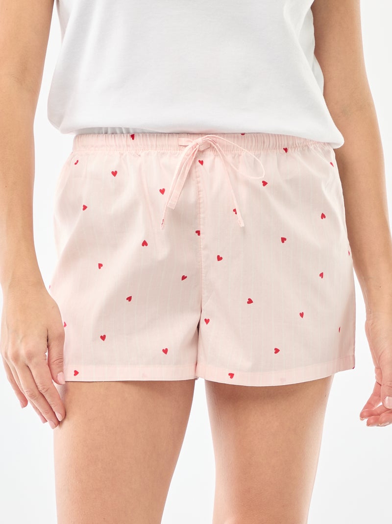 Popeline-Pyjama-Short Rosa - Kiabi
