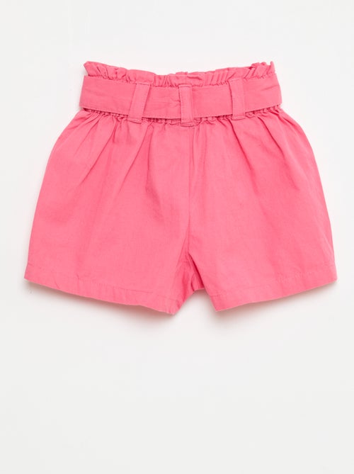Popeline-Shorts mit Bindegürtel - Kiabi