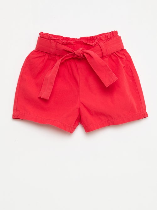 Popeline-Shorts mit Bindegürtel - Kiabi