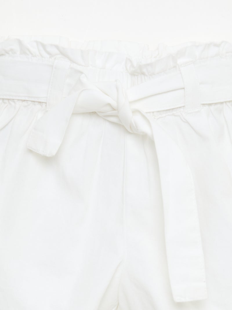 Popeline-Shorts mit Bindegürtel Weiß - Kiabi