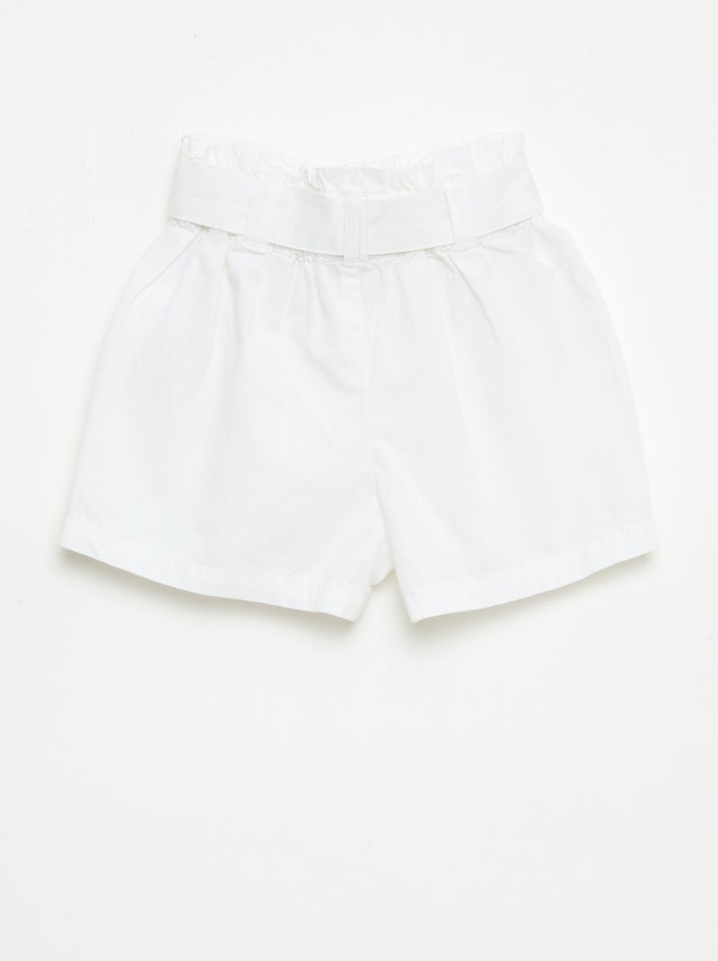 Popeline-Shorts mit Bindegürtel Weiß - Kiabi