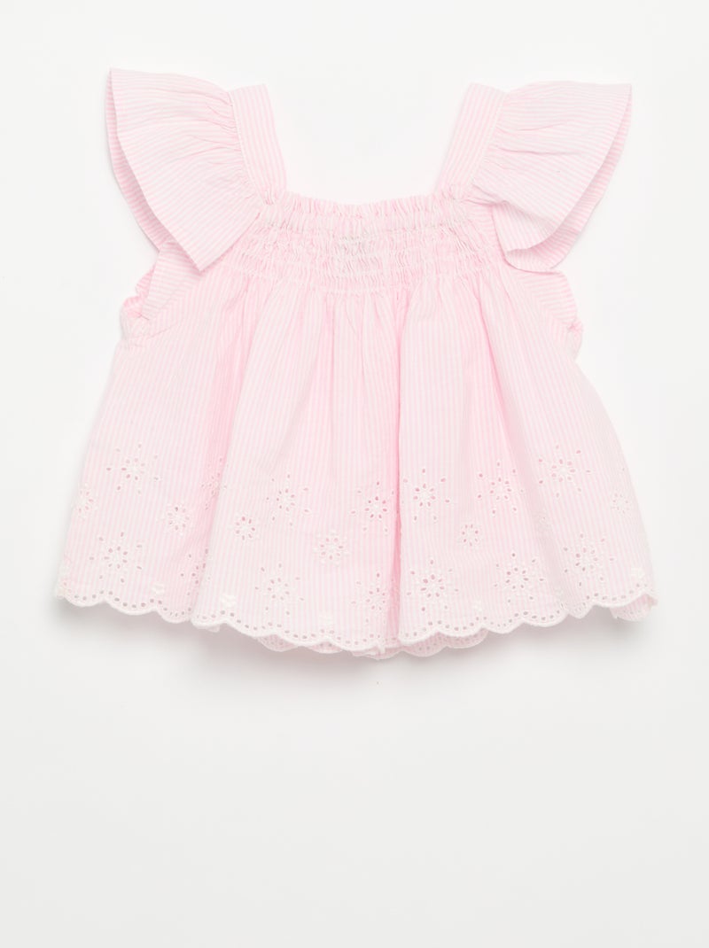Poplin Blouse with Ruffles Pink - Kiabi