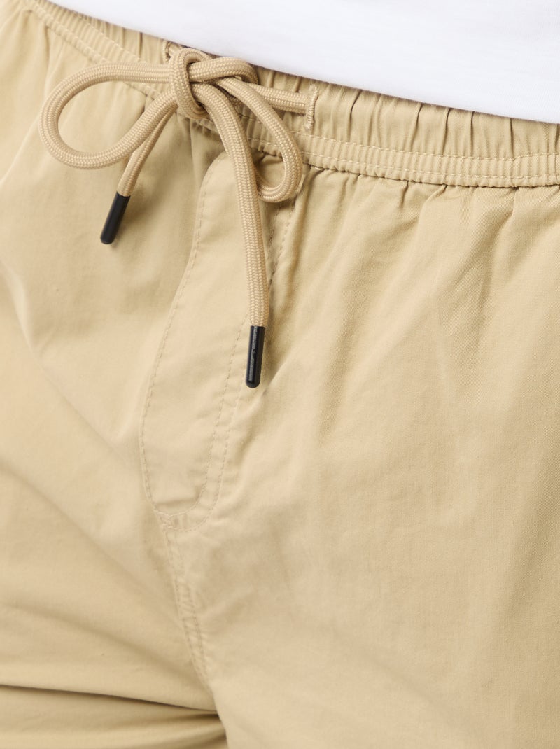 Poplin Chino Bermuda Shorts with Flap Pockets Beige - Kiabi