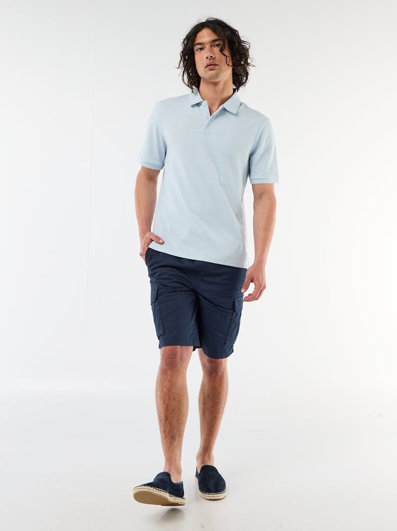 Poplin Chino Bermuda Shorts with Flap Pockets Blue - Kiabi