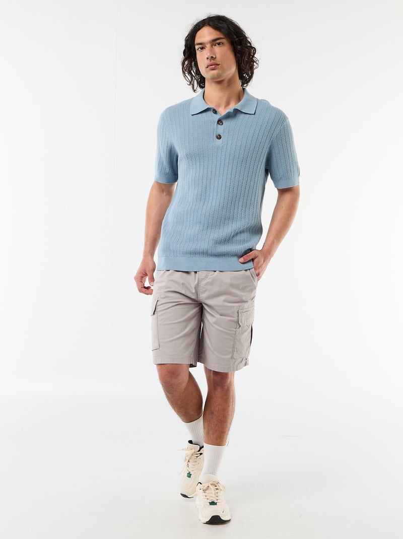 Poplin Chino Bermuda Shorts with Flap Pockets Grey - Kiabi