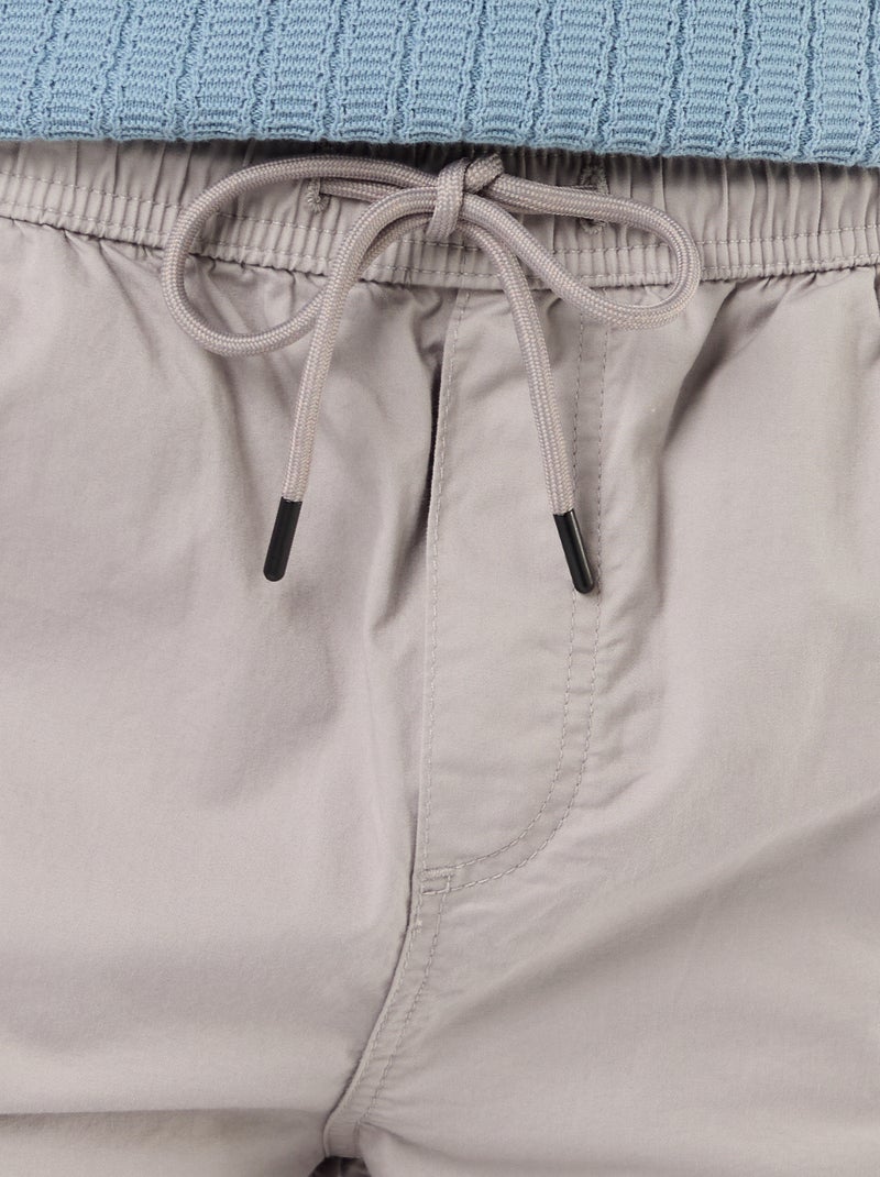 Poplin Chino Bermuda Shorts with Flap Pockets Grey - Kiabi