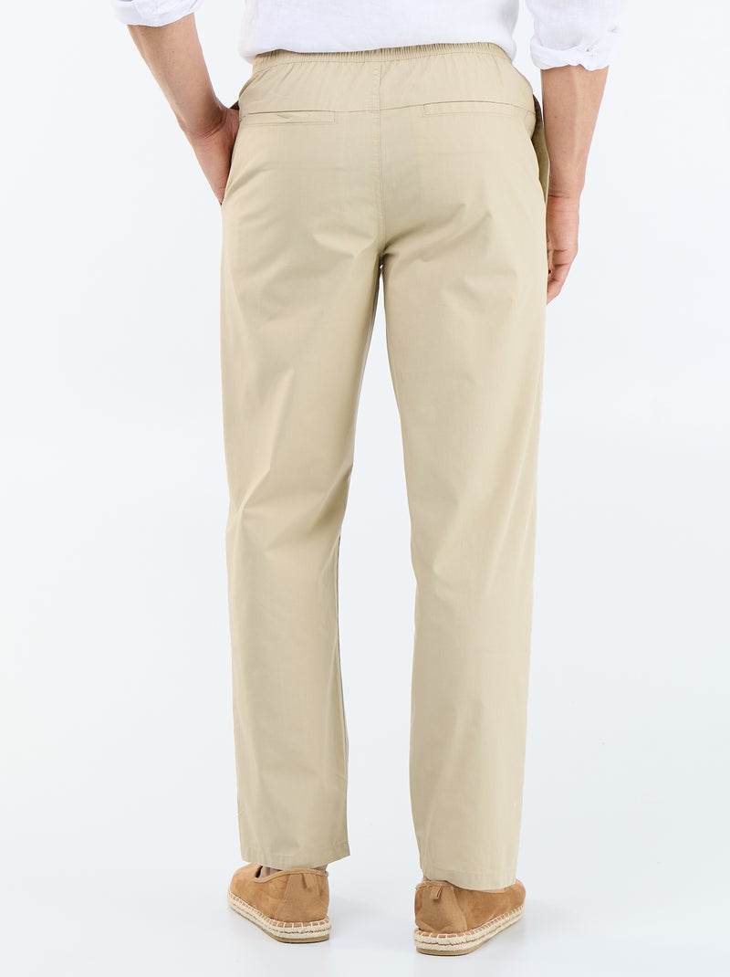 Poplin City Trousers Beige - Kiabi