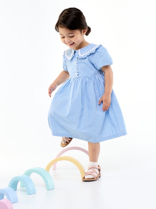 Poplin dress with short sleeves and Peter Pan collar - Kiabi Poplin dress with short sleeves and Peter Pan collar - Kiabi