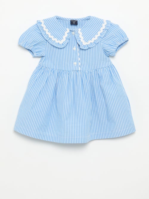 Poplin dress with short sleeves and Peter Pan collar - Kiabi Poplin dress with short sleeves and Peter Pan collar - Kiabi