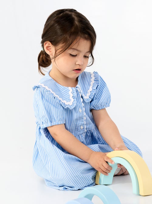 Poplin dress with short sleeves and Peter Pan collar - Kiabi Poplin dress with short sleeves and Peter Pan collar - Kiabi