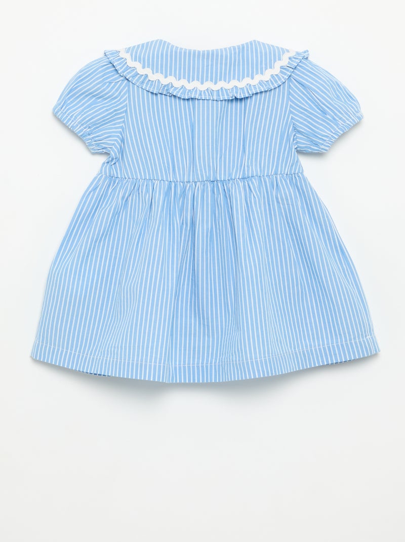 Poplin dress with short sleeves and Peter Pan collar Blue - Kiabi