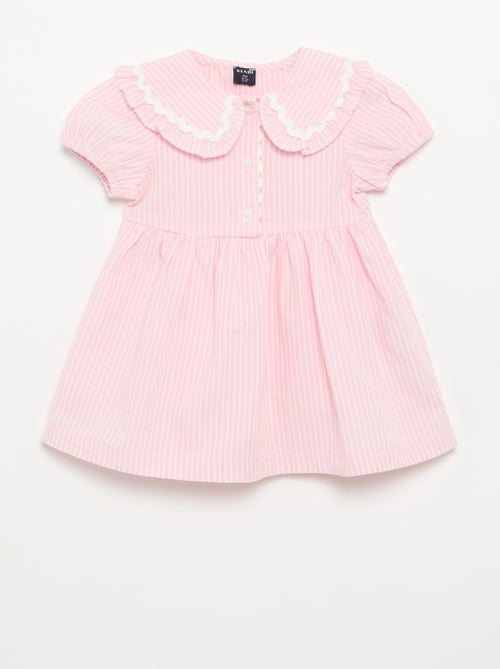 Poplin dress with short sleeves and Peter Pan collar - Kiabi Poplin dress with short sleeves and Peter Pan collar - Kiabi
