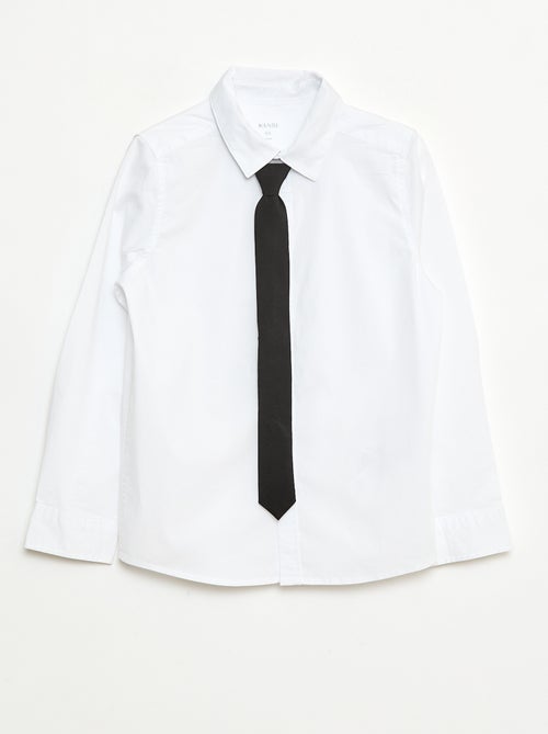Poplin Shirt + Tie Set with Velcro - 2 pieces - Kiabi
