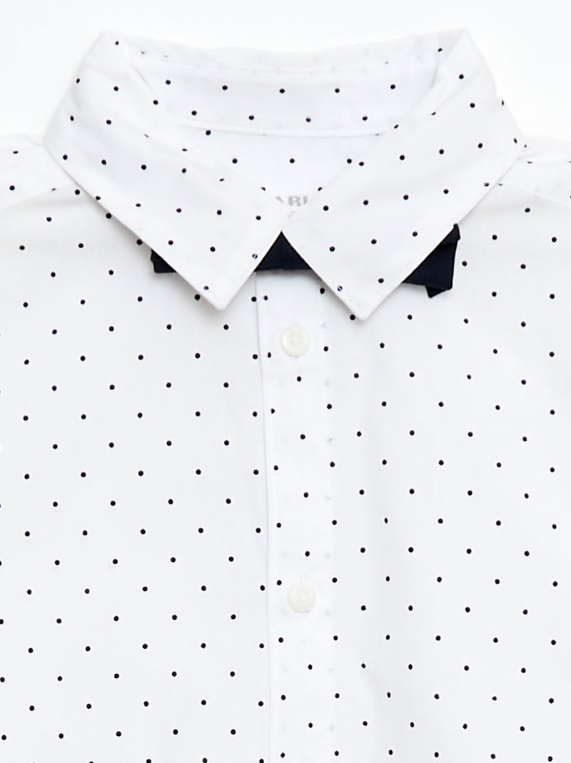 Poplin Shirt with Bow Tie White - Kiabi