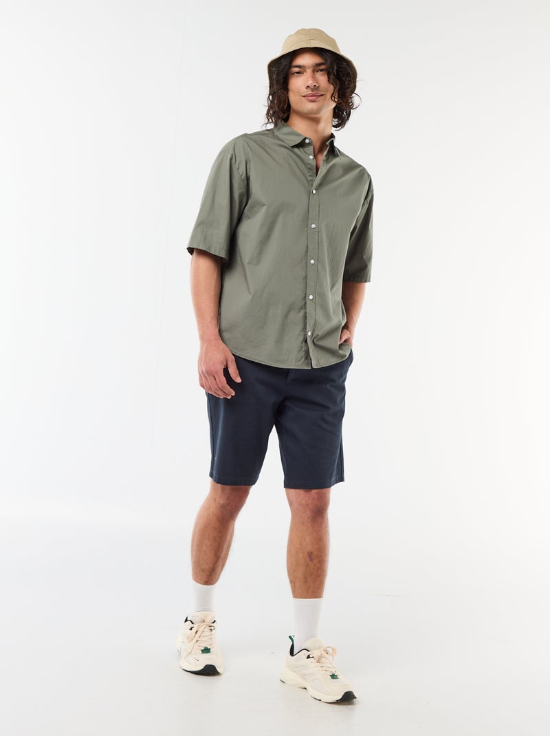 Poplin Short-Sleeved Shirt Green - Kiabi