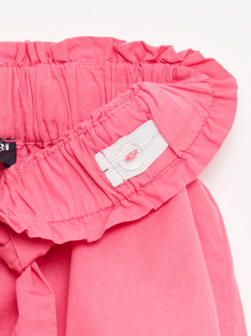 Poplin Shorts with Tie Waist Pink - Kiabi