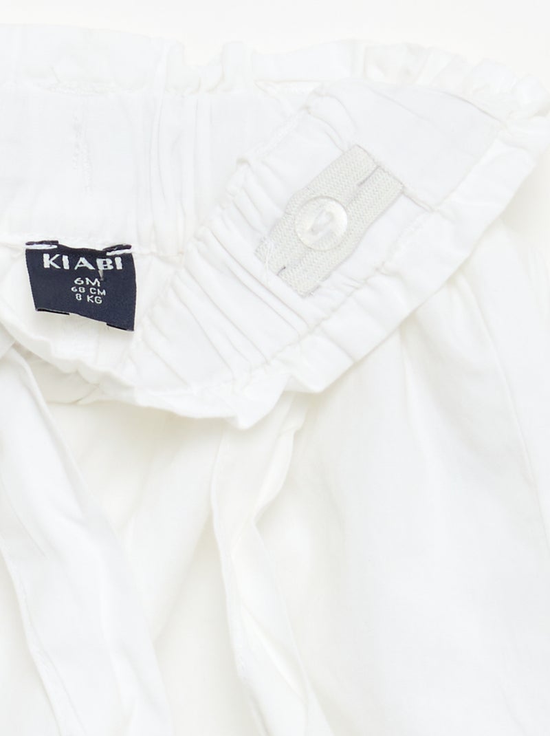 Poplin Shorts with Tie Waist White - Kiabi
