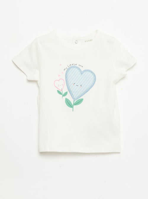 Printed and embroidered short-sleeved T-shirt - Kiabi
