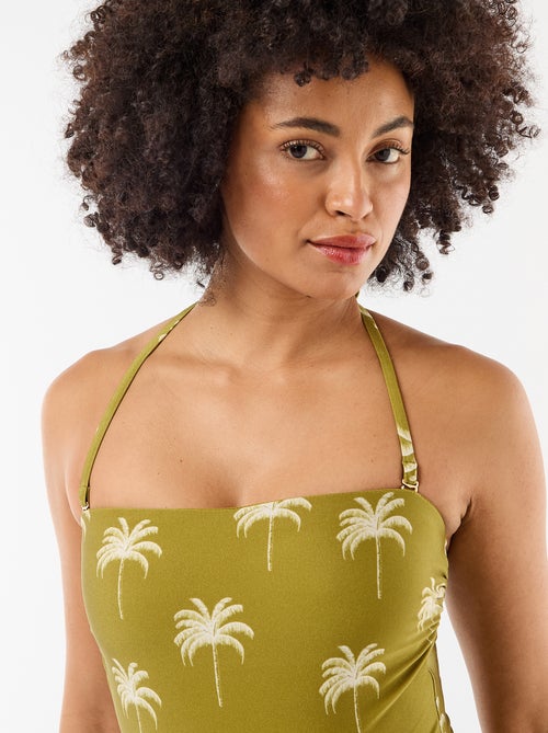 Printed Bandeau One-Piece Swimsuit - Kiabi
