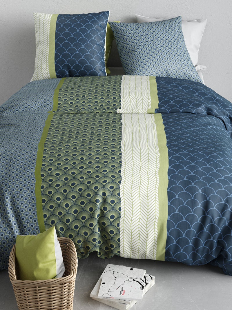 Printed Bedding Set Duvet Cover + 2 Pillowcases - Double Blue - Kiabi
