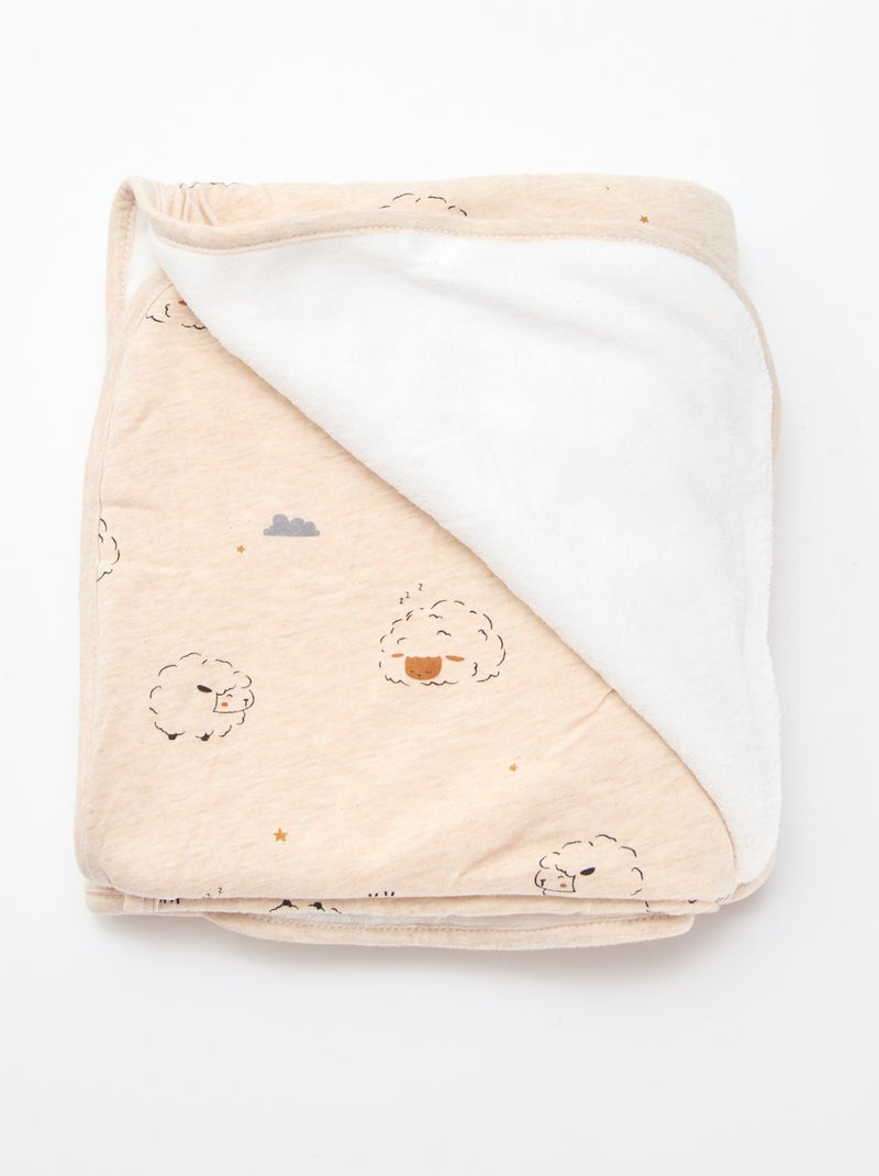 Printed blanket with fleecy lining Beige - Kiabi