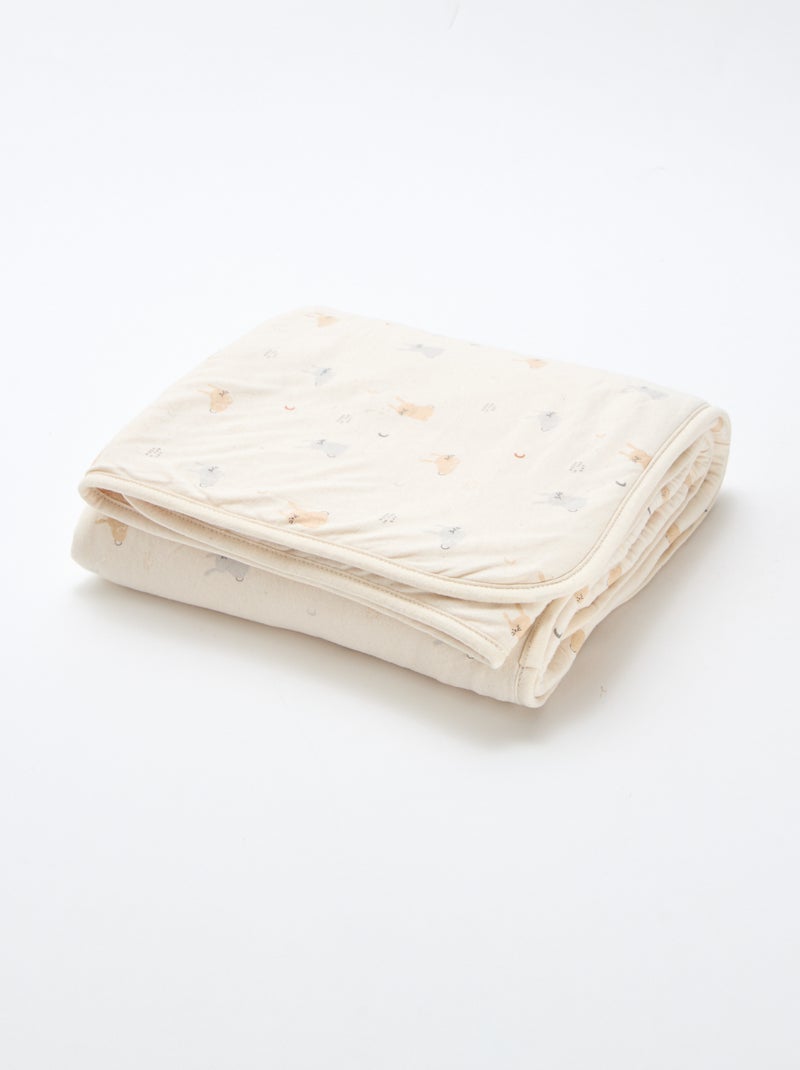 Printed blanket with fleecy lining Beige - Kiabi