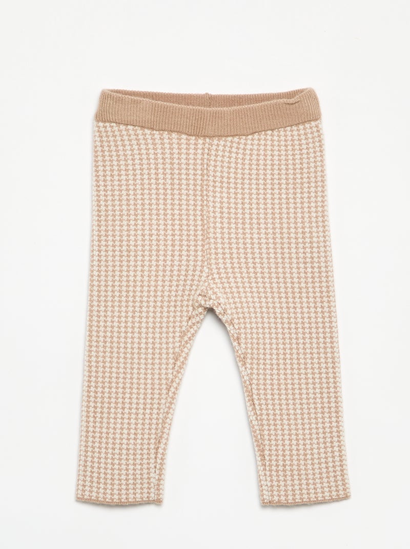 Printed compact knit leggings Beige - Kiabi