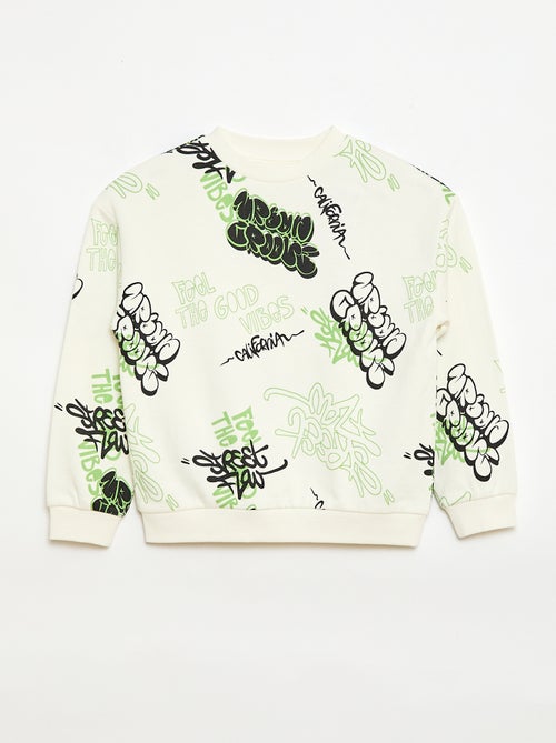Printed Cotton Crew Neck Sweater - Kiabi
