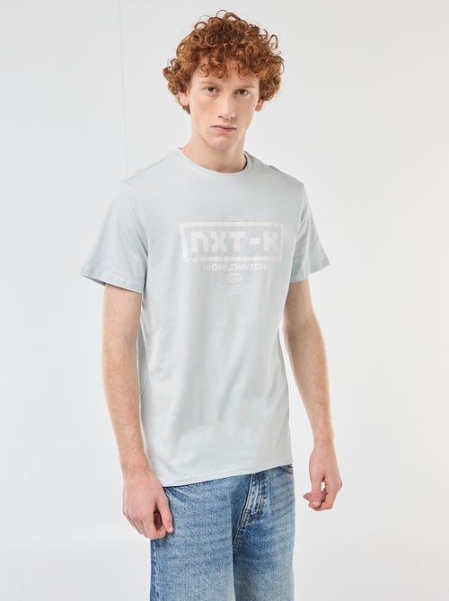 Printed Cotton Crew Neck T-Shirt - Kiabi
